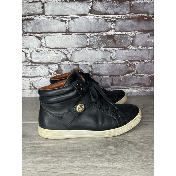 COACH Pembroke Nappa Black Leather Hi-Top Turnlock Sneakers Women 7.5B US FG1274 - Picture 15 of 16
